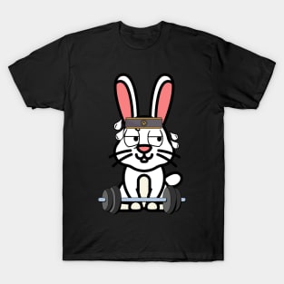 Cute white rabbit is exercising T-Shirt